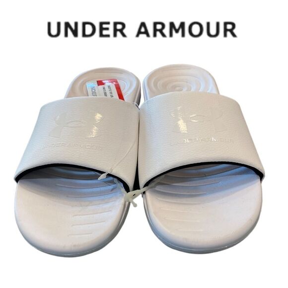 NEW Under Armour UA Ansa Fixed White Slide Sandals 6 7 8 9 - Picture 2 of 5